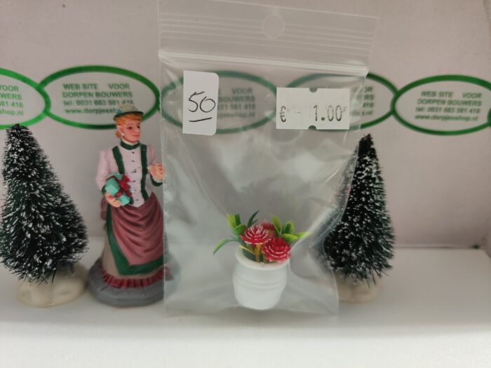 Foto 50 Bloempotje met rode bloemetjes. - Afbeelding 3