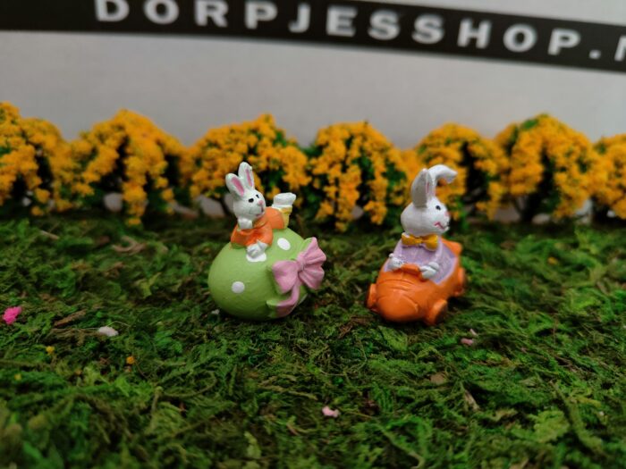 Set van 2 Konijn op ei en konijn in wortelwagen - Afbeelding 4