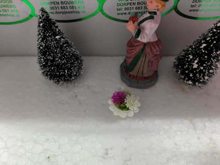 Foto 73 Bloempotje Wit/rose - Afbeelding 3