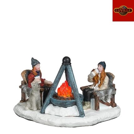 Drinking hot chocolate by the fire