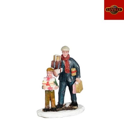 Father and son with presents