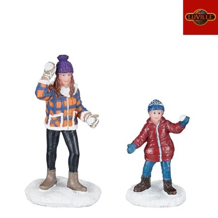 Snowball fight women and child