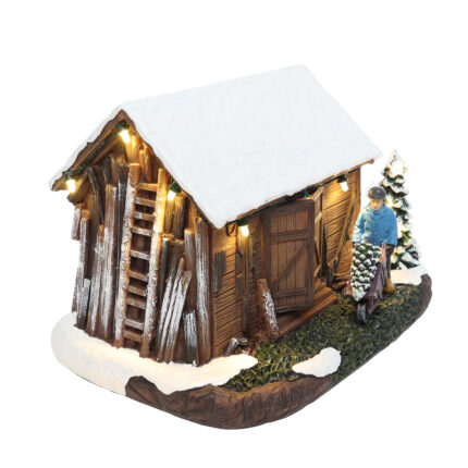 Old Wooden Shed with Farmer