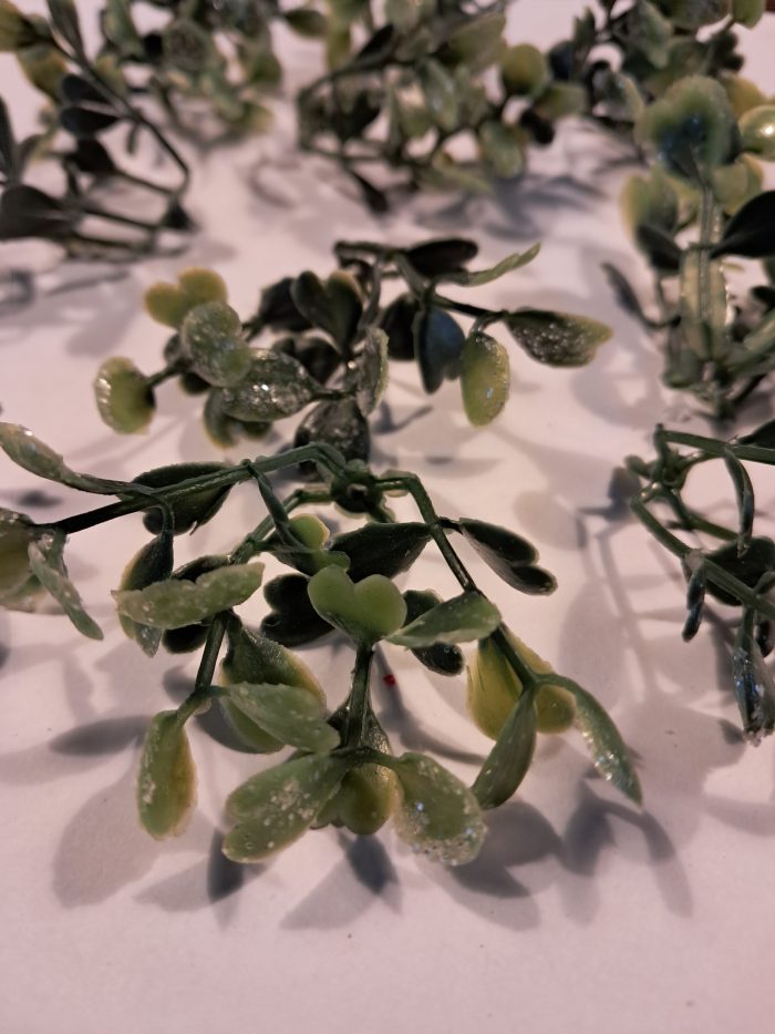 Struikjes halfhart/halfblad met glitter(10) - Afbeelding 2