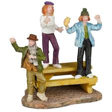 Dancing people on table.