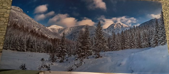 Achtergrond plaat bomen en bergen - Afbeelding 1