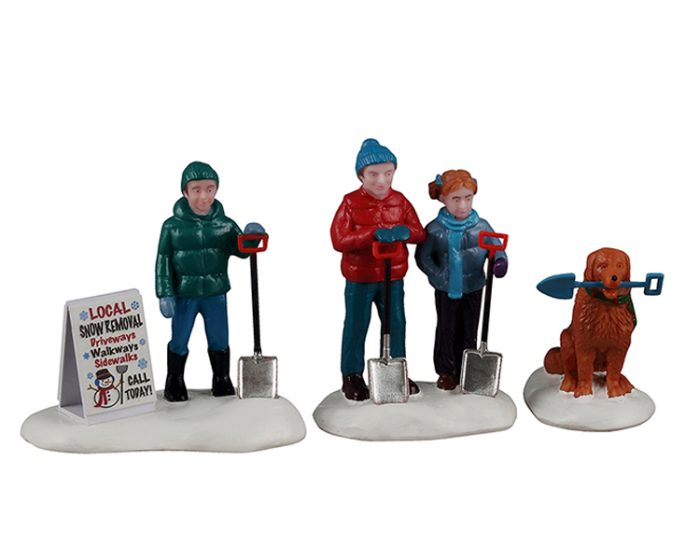 Neighborhood Snow Shovelers,Set Of 3. - Afbeelding 1