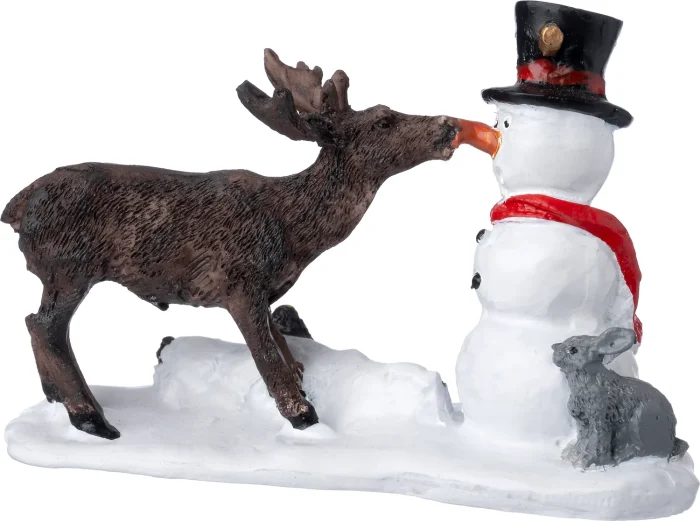 Intratuin Hert Met Sneeuwpop.* - Afbeelding 1