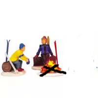 Lemax Skiers' Camp Fire, Set Of 2!